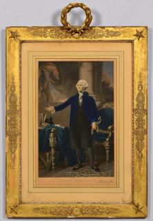 Appraisal: George Washington Engraving after Stuart Hand colored engraving depicting George