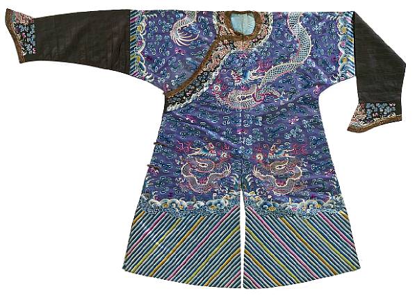 Appraisal: A fine and rare blue ground embroidered dragon robe for