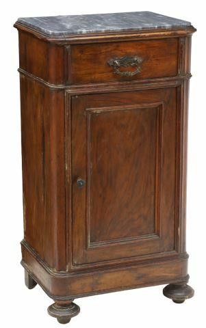 Appraisal: Italian marble-top walnut nightstand th c inset marble top case