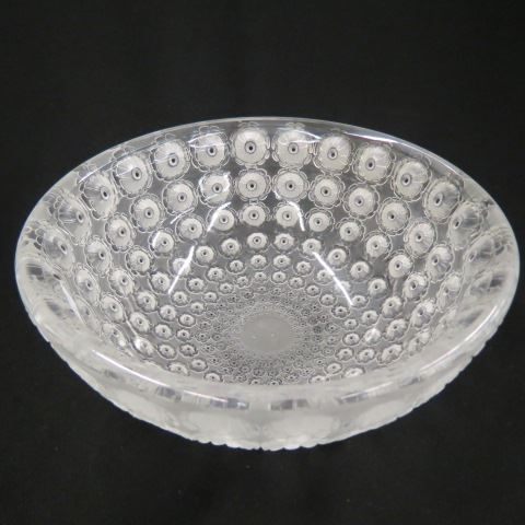 Appraisal: Lalique French Crystal Bowl frosted incised flowers diameter signed excellent