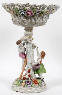 Appraisal: C G SCHIERHOLZ SON PORCELAIN FIGURAL CENTERPIECE C G SCHIERHOLZ