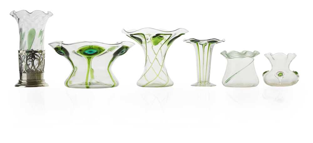 Appraisal: STUART SONS STOURBRIDGE GROUP OF SIX VASES CIRCA clear glass