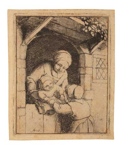 Appraisal: ADRIAEN VAN OSTADE Group of etchings Mother with Two Children