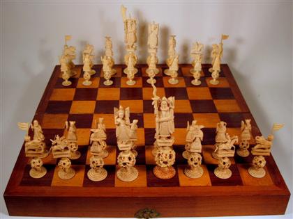 Appraisal: Chinese elephant ivory chess setlate th century