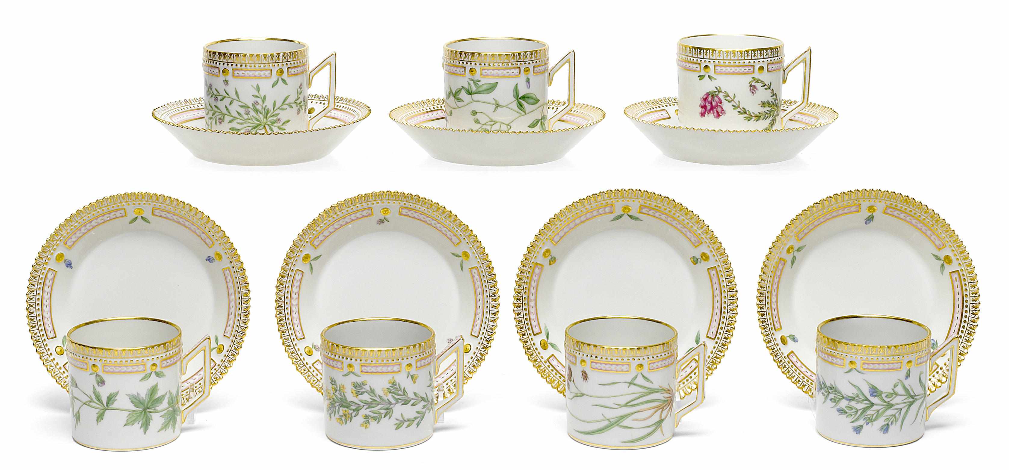 Appraisal: A group of seven Royal Copenhagen porcelain Flora Danica coffee