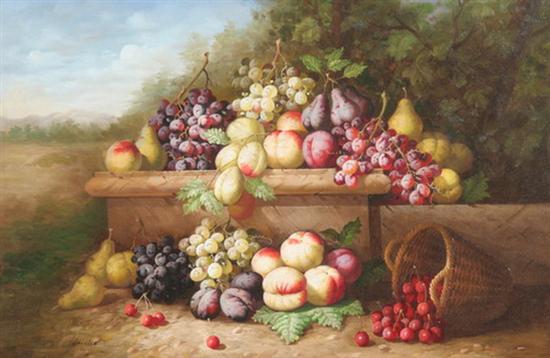 Appraisal: LAVELLE Continental th century STILL LIFE WITH PEARS PEACHES GRAPES