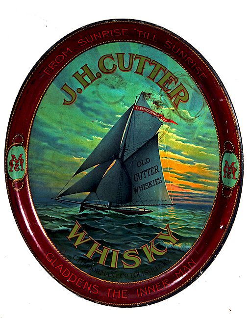 Appraisal: J H Cutter Whiskey Serving Tray Exclusive on Bidsquare J