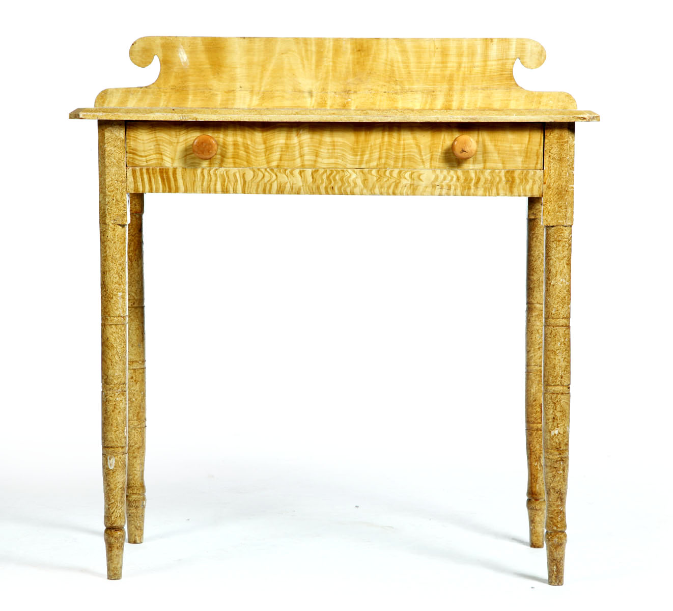 Appraisal: DECORATED DRESSING TABLE New England - pine Scrolled backsplash one