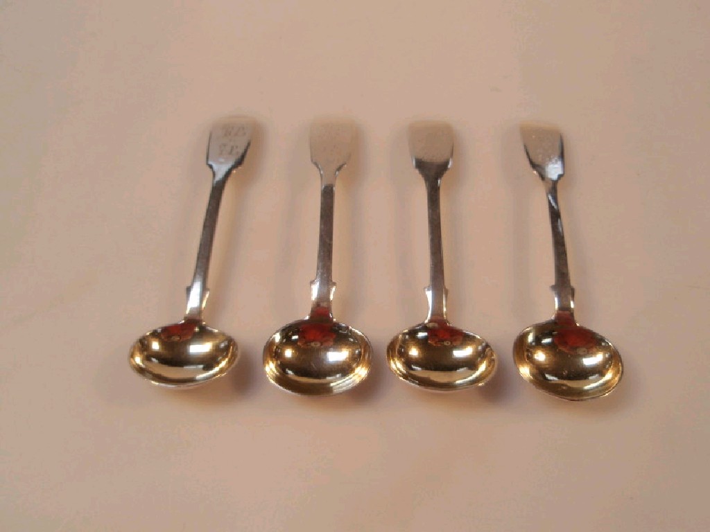 Appraisal: Four Victorian silver salt spoons maker JW JW Exeter g