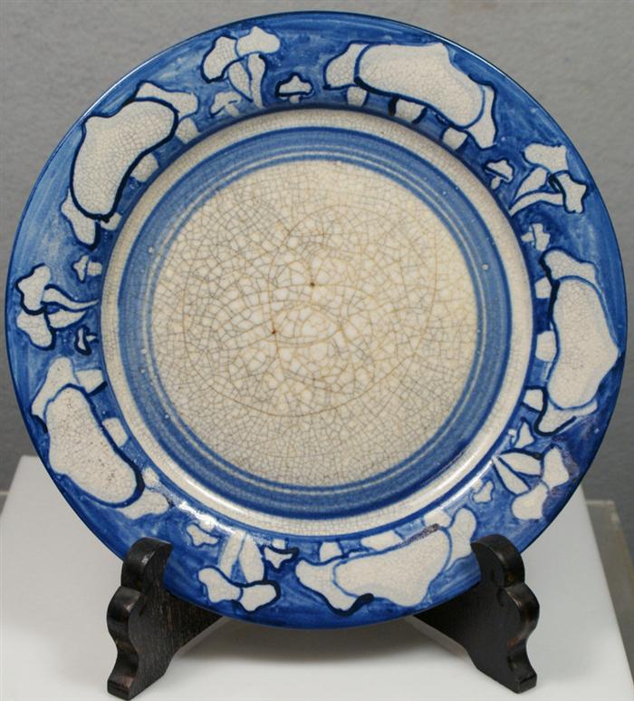 Appraisal: Dedham plate in the mushroom pattern measures in dia heavy