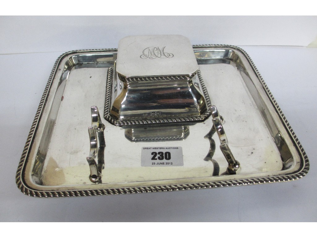 Appraisal: A silver inkstand London