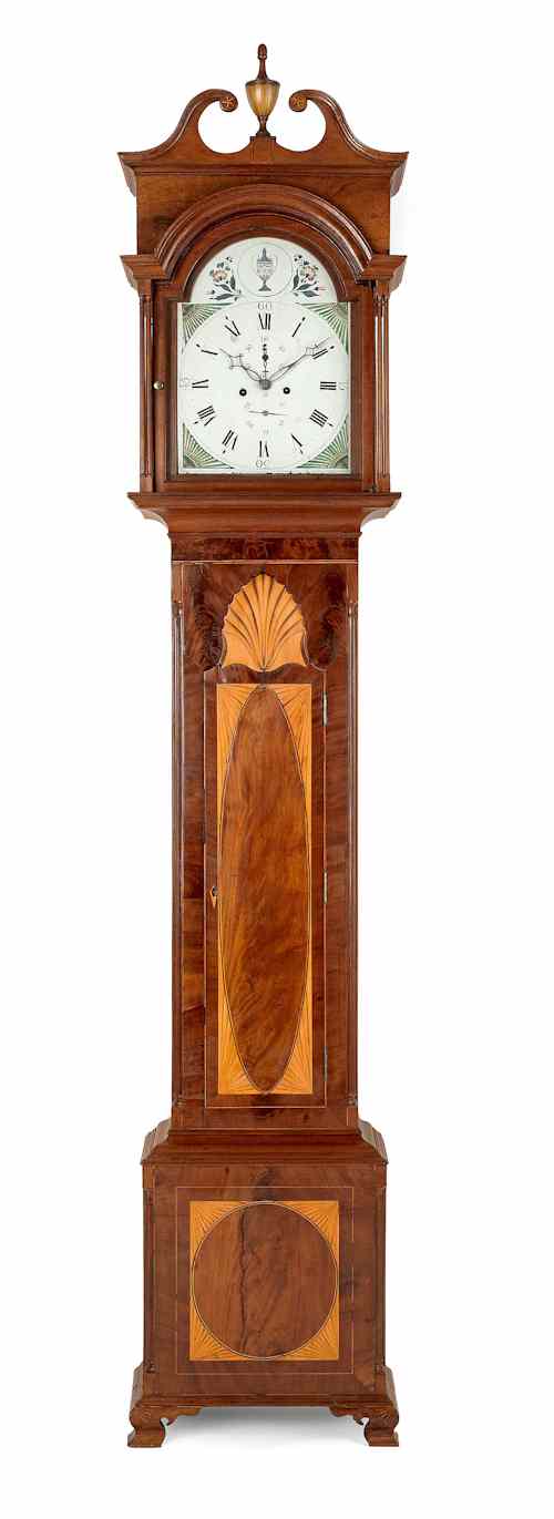 Appraisal: Mid Atlantic Hepplewhite mahogany tall case clock ca probably Baltimore