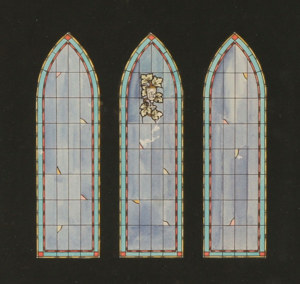 Appraisal: American th century four Gothic arch stained glass window designs