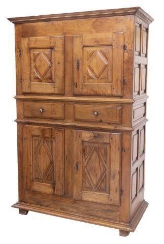 Appraisal: Spanish carved walnut cabinet th c accented throughout by carved