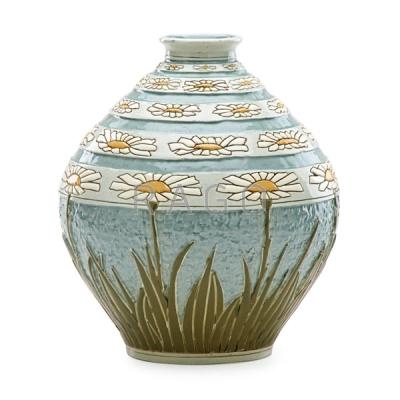 Appraisal: ROSEVILLE Exceptional Della Robbia vase Condition Report