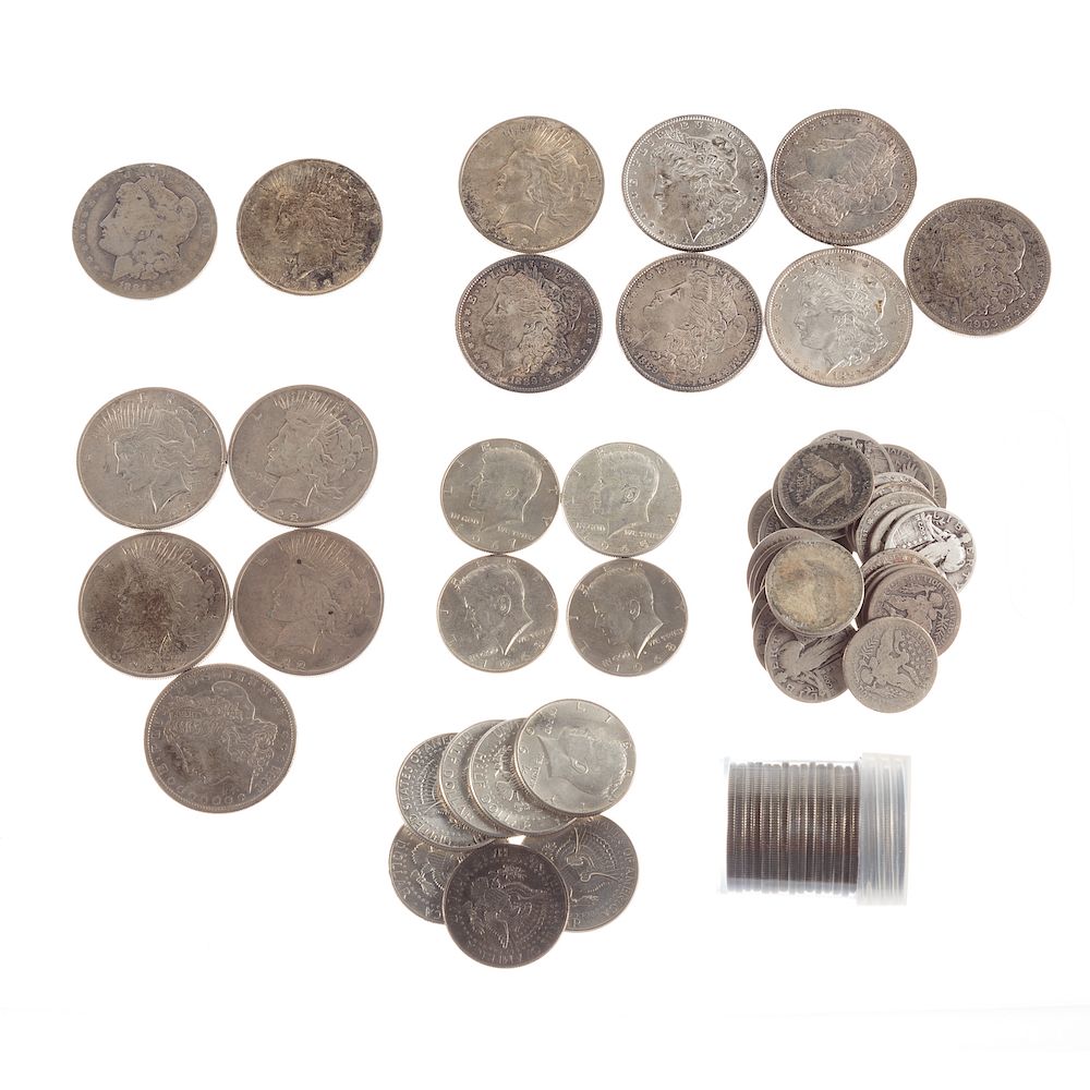 Appraisal: Silver Dollars Halves Early Silver Quarters -O G completely filled