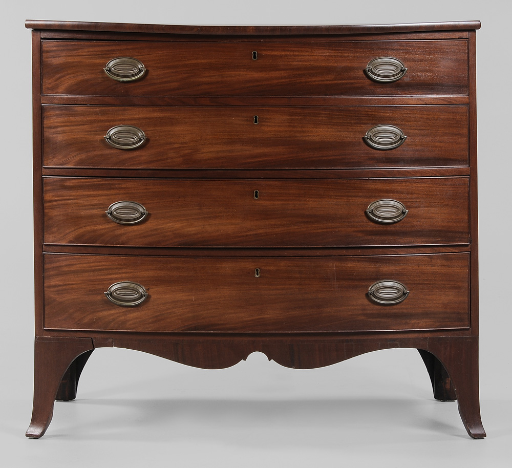 Appraisal: American Federal Bow-Front Chest probably Massachusetts circa figured mahogany veneers