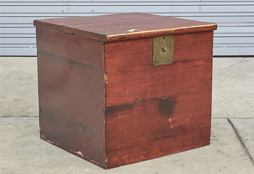 Appraisal: Chinese wood chest with brass hardware x x approx Condition