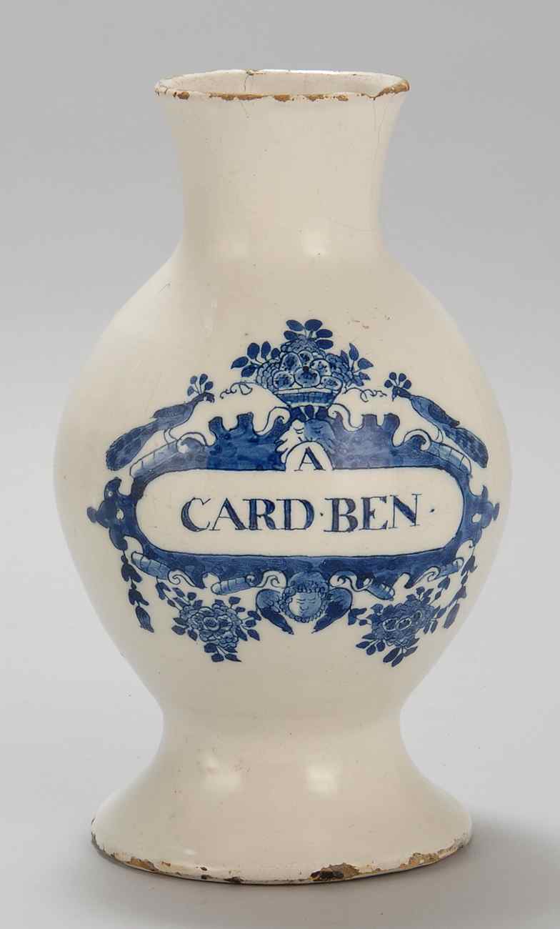 Appraisal: BLUE AND WHITE DELFT POTTERY PHARMACY JAR Marked A Card