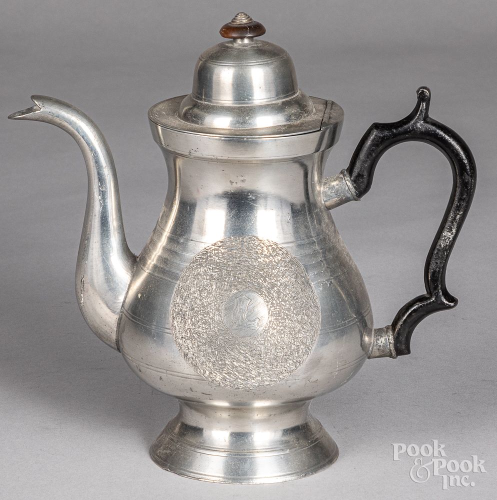 Appraisal: Pewter coffee pot Pewter coffee pot by Freeman Porter Westbrook