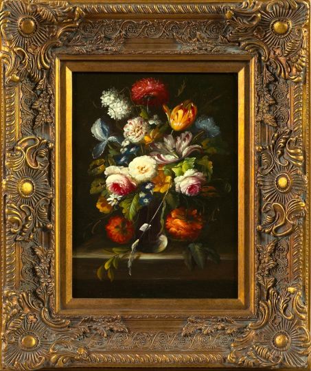 Appraisal: Dutch School st Century Elaborate Floral Still Life oil on