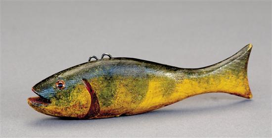 Appraisal: Minnesota fish decoy by David E Perkins painted and carved