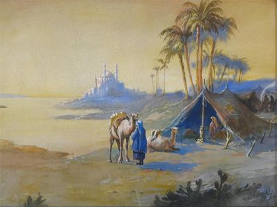 Appraisal: W Powell th Century Arab encampments by the Nile A