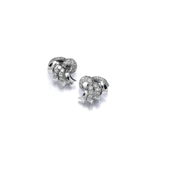 Appraisal: DIAMOND EAR CLIPS circa White gold Decorative ear clips with