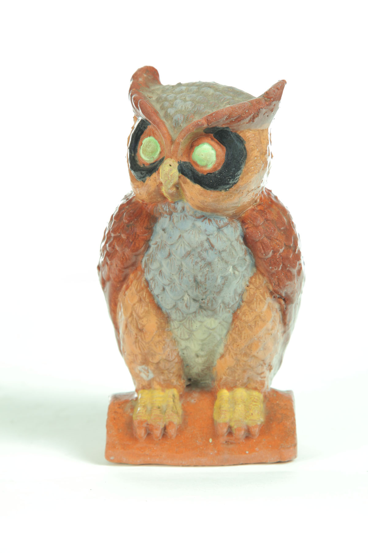 Appraisal: SEWERTILE OWL Ohio early th century Polychrome glazed owl stamped