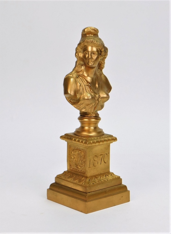 Appraisal: GRAND TOUR NEOCLASSICAL WOMAN GILDED BUST Europe Depicts a Romanesque