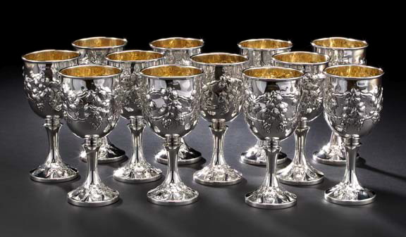 Appraisal: Set of Twelve English Sterling Silver Goblets hallmarked Sheffield by