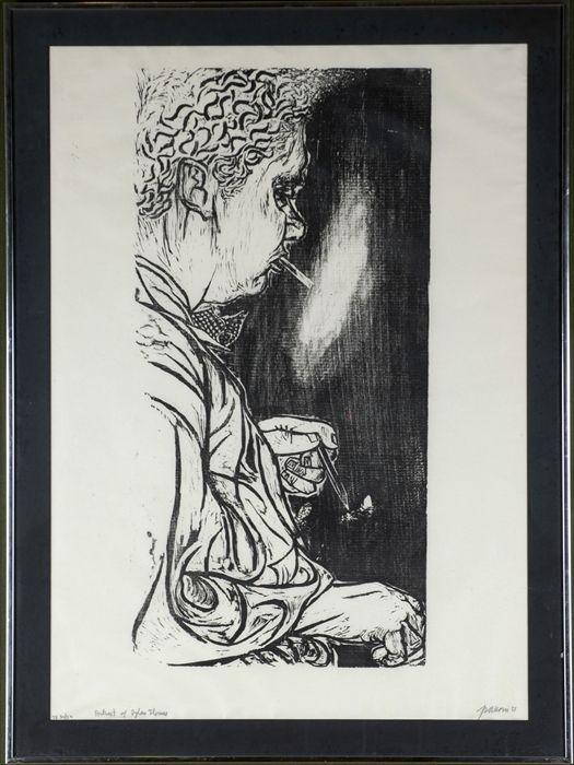 Appraisal: Antonio Frasconi Argentinian American b Portrait of Dylan Thomas Woodblock