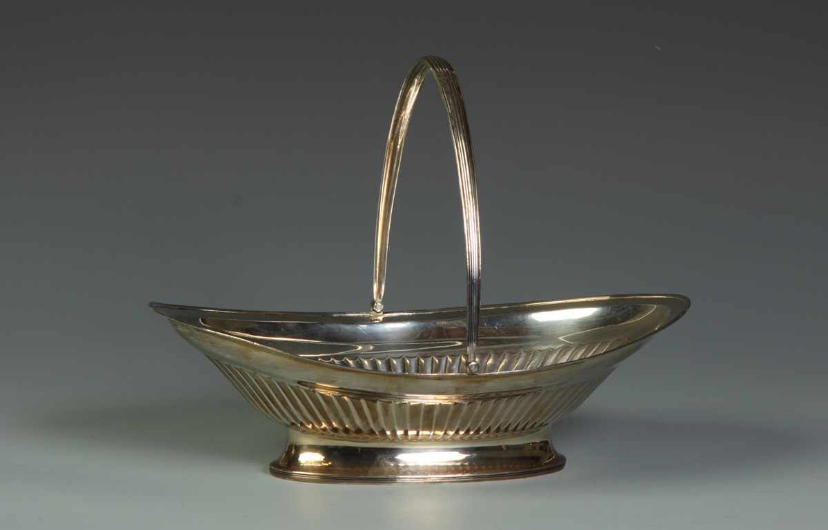 Appraisal: George III Sterling Handled Cake Basket w Fluted Bowl George