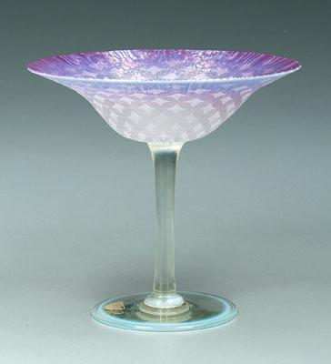 Appraisal: Tiffany compote iridescent pink lavender over stars and diamonds clear