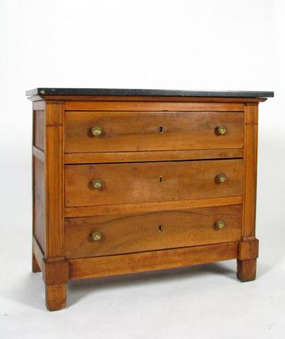 Appraisal: Marble top th century -drawer European chest brass pulls and