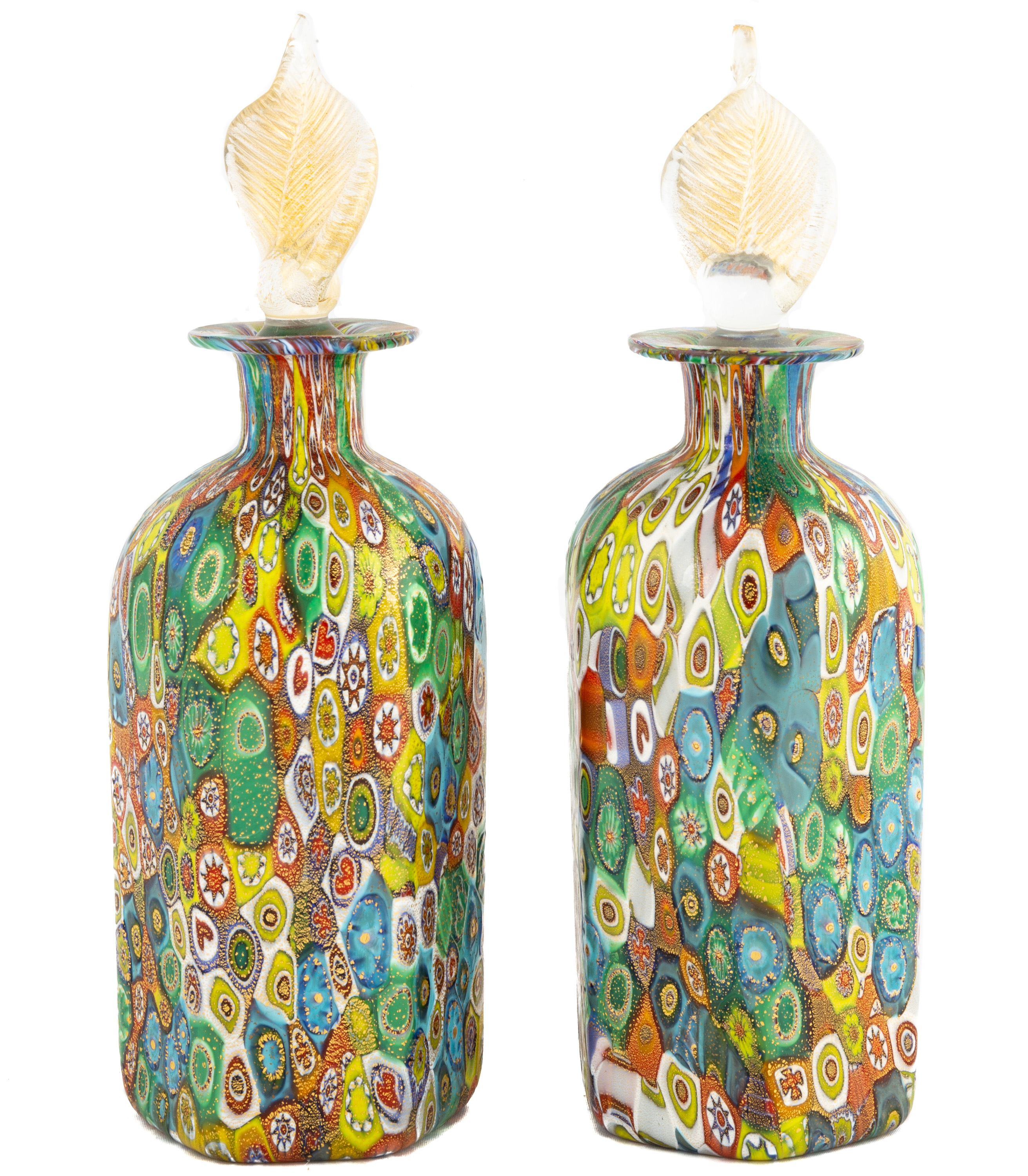 Appraisal: BUCELLA CRISTALLI MURANO MILLEFIORI GLASS BOTTLES Bucella Cristalli Murano Millefiori