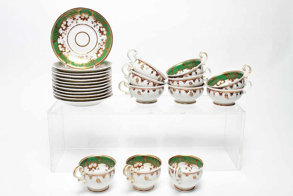 Appraisal: Continental Hand-Painted Porcelain Tea Set Pcs Continental hand-painted porcelain tea