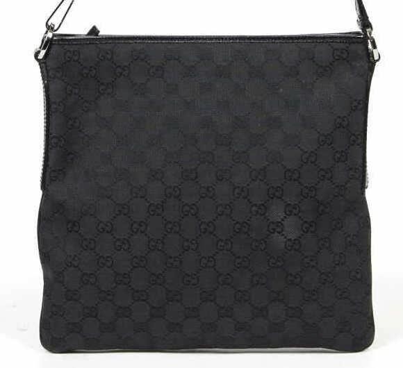 Appraisal: Gucci crossbody bag in black GG monogram canvas with silver-tone