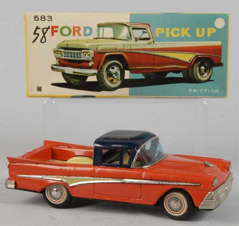 Appraisal: Tin Litho Ford Pick-Up Truck Friction Toy Description Japanese Circa