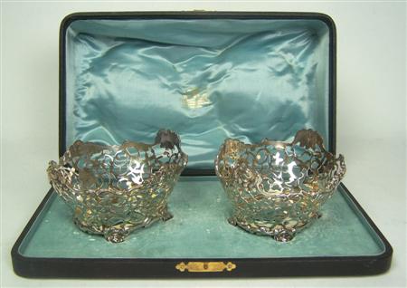 Appraisal: A cased pair Edwardian of bon bon dishes Birmingham with