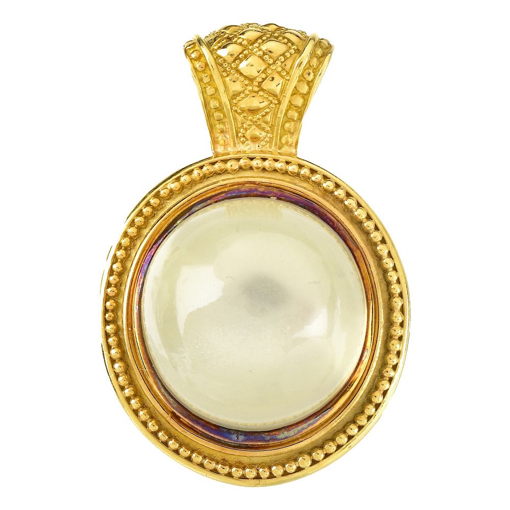 Appraisal: Cabochon Moonstone and K Gold Pendant Large Approx Carat Cabochon