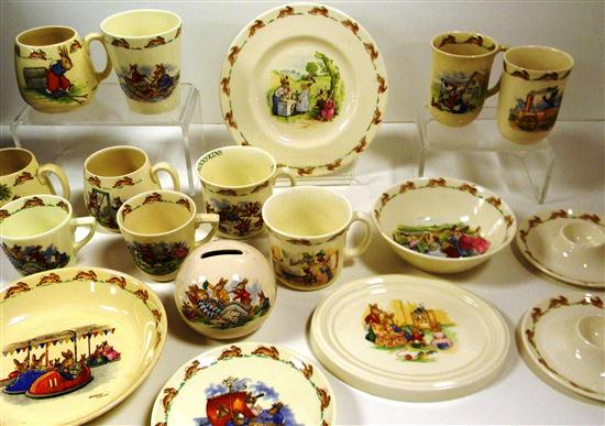 Appraisal: Royal Doulton Bunnykins assorted dishware including three mugs showing bunnies