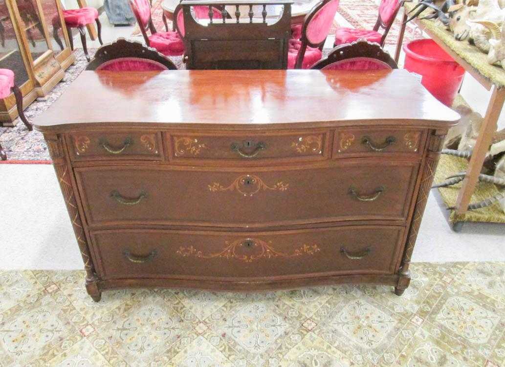 Appraisal: AN INLAID MAHOGANY LOW CHEST OF DRAWERS American c the