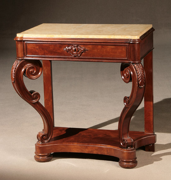 Appraisal: Louis Philippe Style Mahogany Marble-Top Console Last Quarter th Century