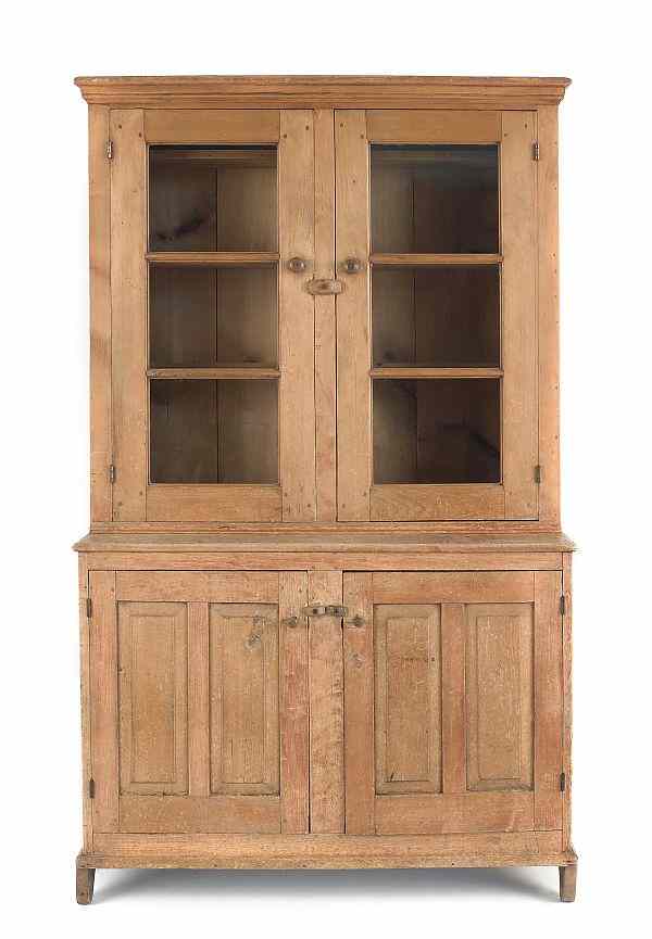 Appraisal: Pennsylvania pine one piece stepback cupboard early th c h