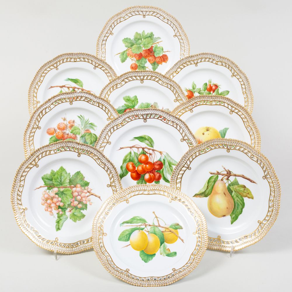 Appraisal: Set of Ten Royal Copenhagen Porcelain 'Flora Danica' Plates Green