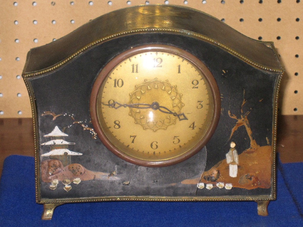 Appraisal: Japanned mantle clock