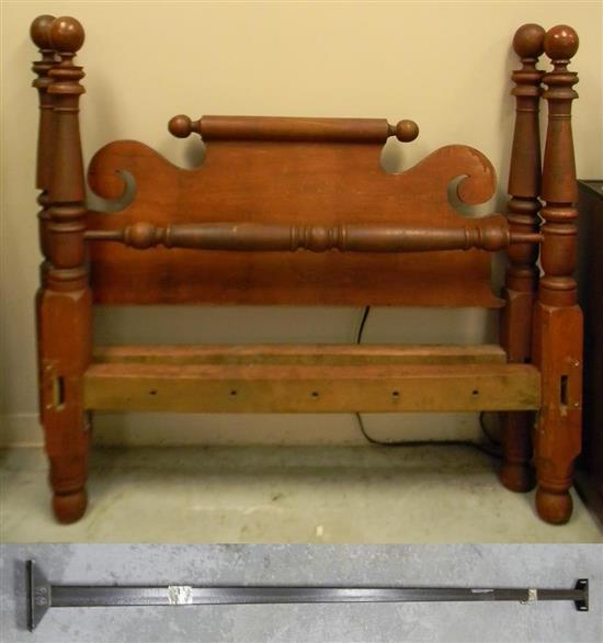 Appraisal: th C bedstead light auburn stain head board with scrolled