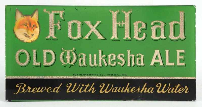 Appraisal: Fox Head Waukesha Ale Reverse Glass Sign Nicely detailed sign