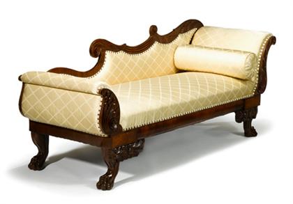 Appraisal: Classical mahogany Grecian sofa middle atlantic states circa With asymmetrical